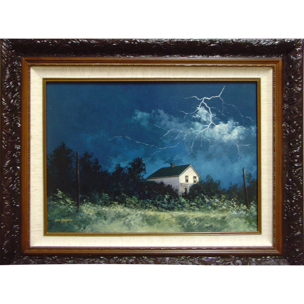House in Woods with Lightning