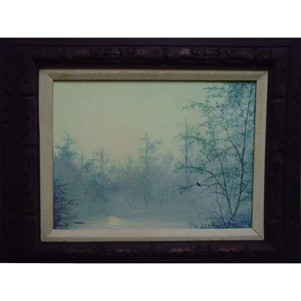 Misty Landscape with Blackbird