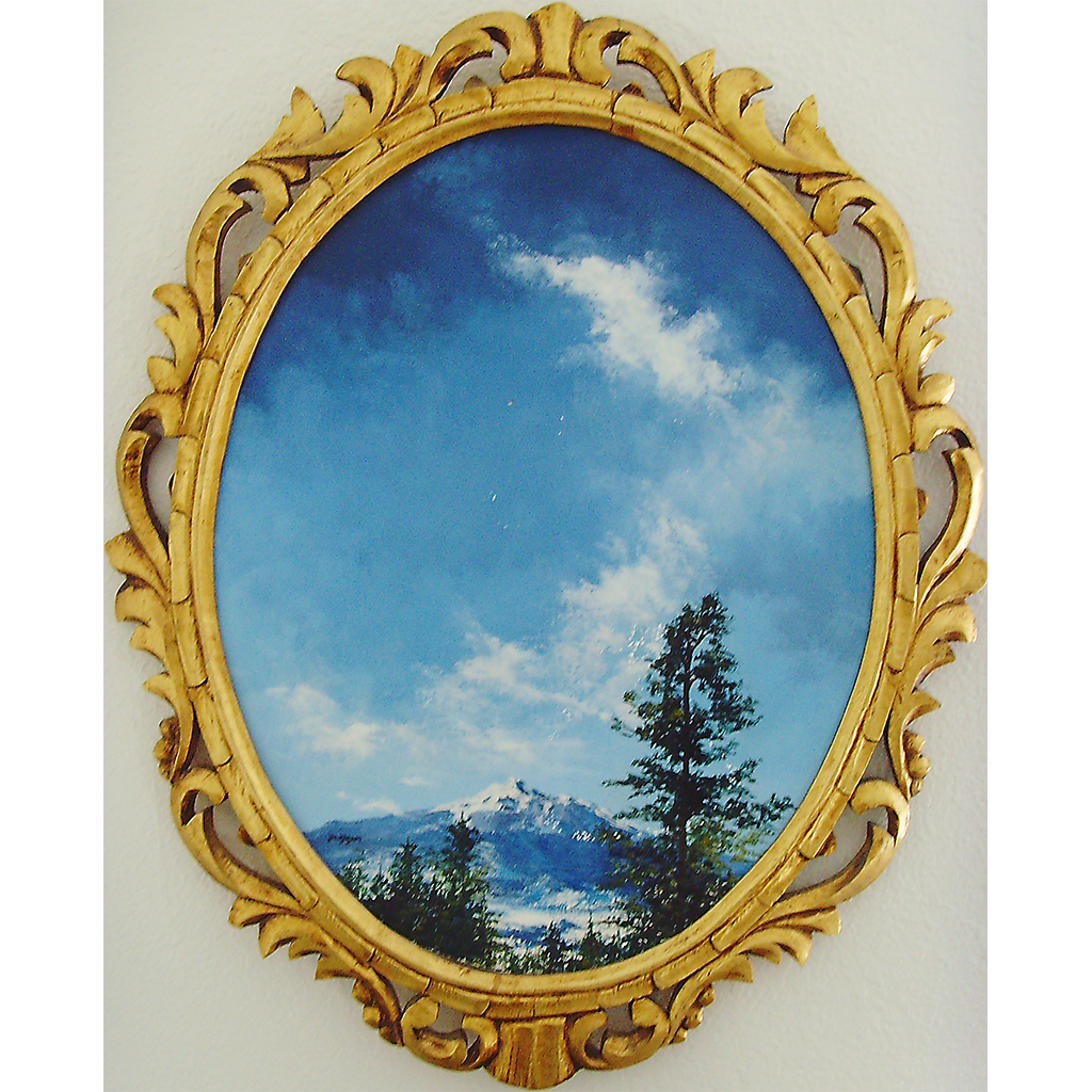 Oval Snowscape with Mountain