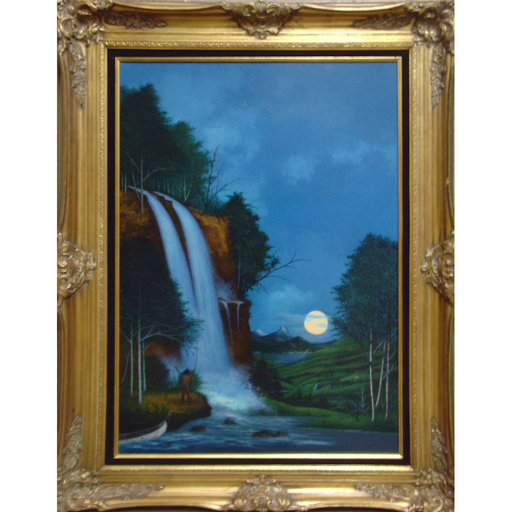 Waterfall with American Indian