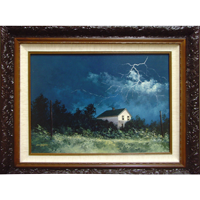 House in Woods with Lightning