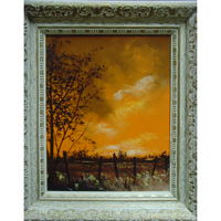 Landscape in Orange with Cabin