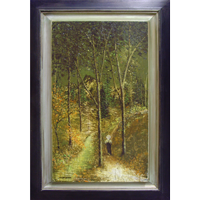 Landscape on Wood with Little Boy
